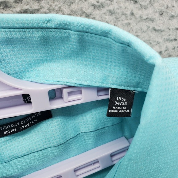 Van Heusen Dress Shirt Mens‎ Size 18.5 Blue Big Fit Everyday Defence Stretch - Picture 6 of 10